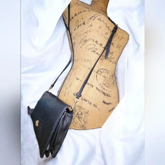 Coach Anna Foldover Leather Clutch Crossbody Bag In Black - Picture 11 of 11